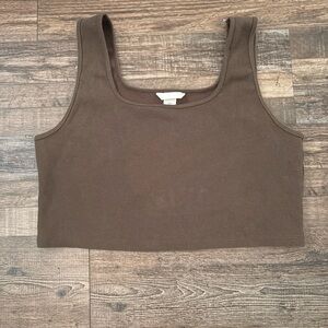 H&M Chocolate Brown Ribbed Crop Top